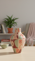 Patterned Ceramic Vase With Hand-Painted Motifs