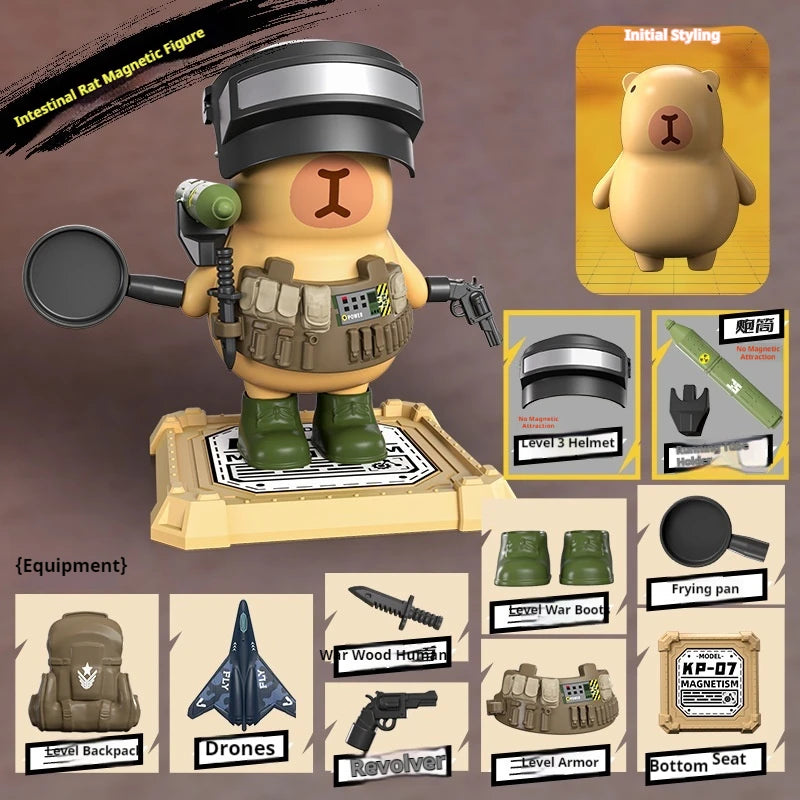 Original Magnetic Mechanical Capybara Robot Cartoon Action Figure Toys Articulated Action Figure Detachable Weapons Gift