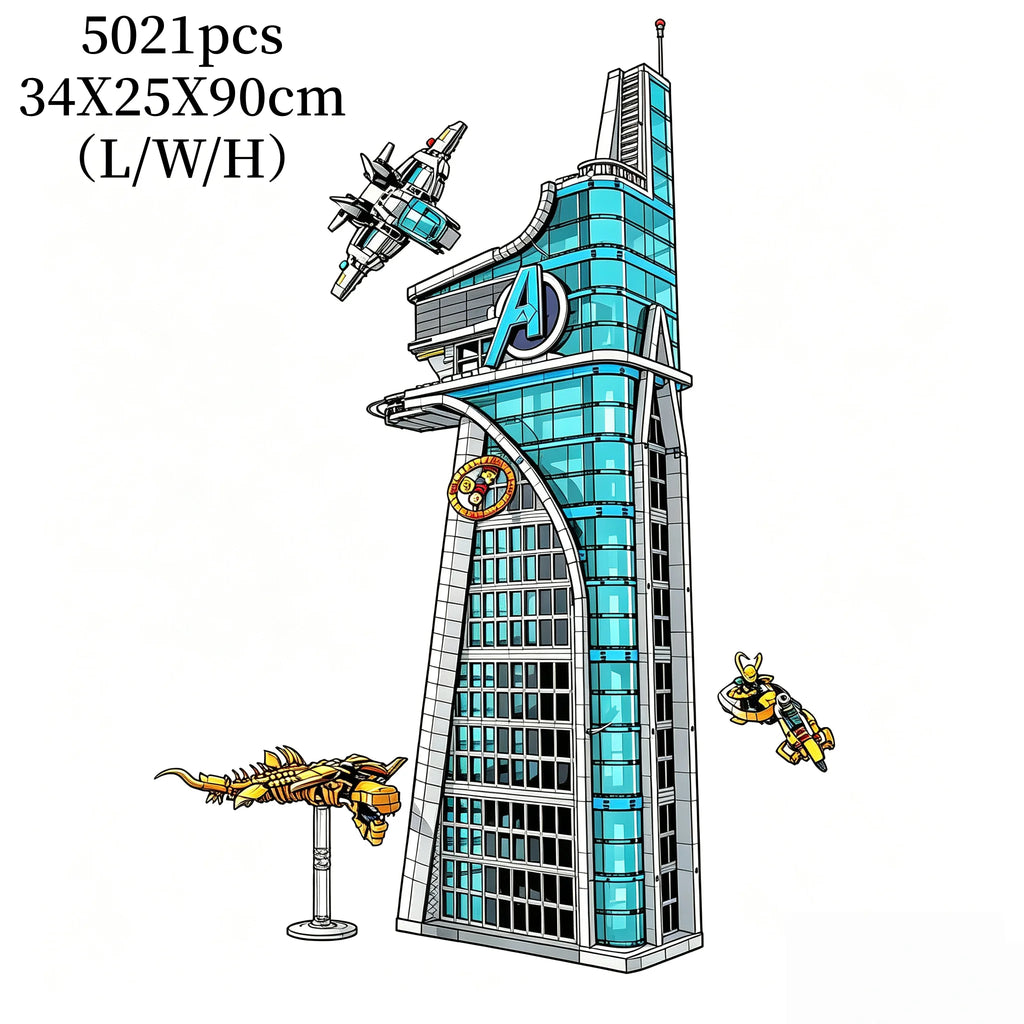 5021PCS Avengers Tower Building Blocks Set, 90cm Tall, Large Assembly Ornament Model, Holiday Gift Toy