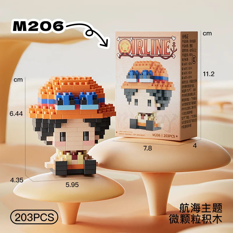 ONE PIECE Sun God Nika Luffy Micro Building Block Chopper Ace Buggy 3D Anime Model Assembly Mini Bricks Figure Toys For Gift