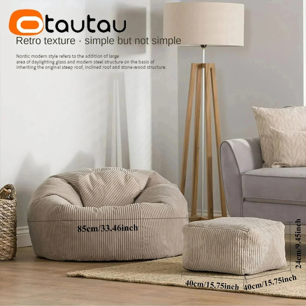 OTAUTAU Corduroy Bean Bag Cover DD025【No Filler Inside! You Need To Buy Filler By Yourself !】
