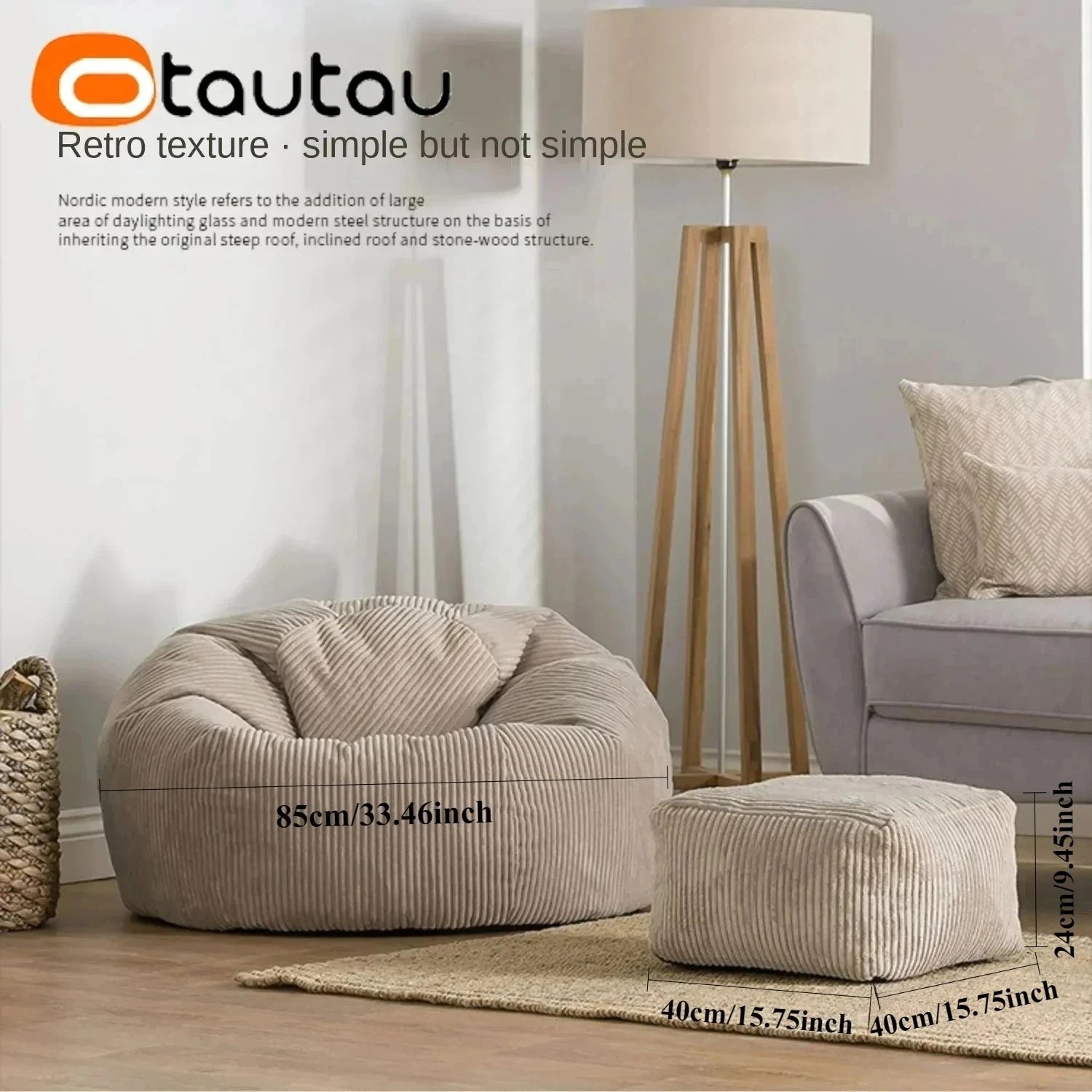 OTAUTAU Corduroy Bean Bag Cover DD025【No Filler Inside! You Need To Buy Filler By Yourself !】
