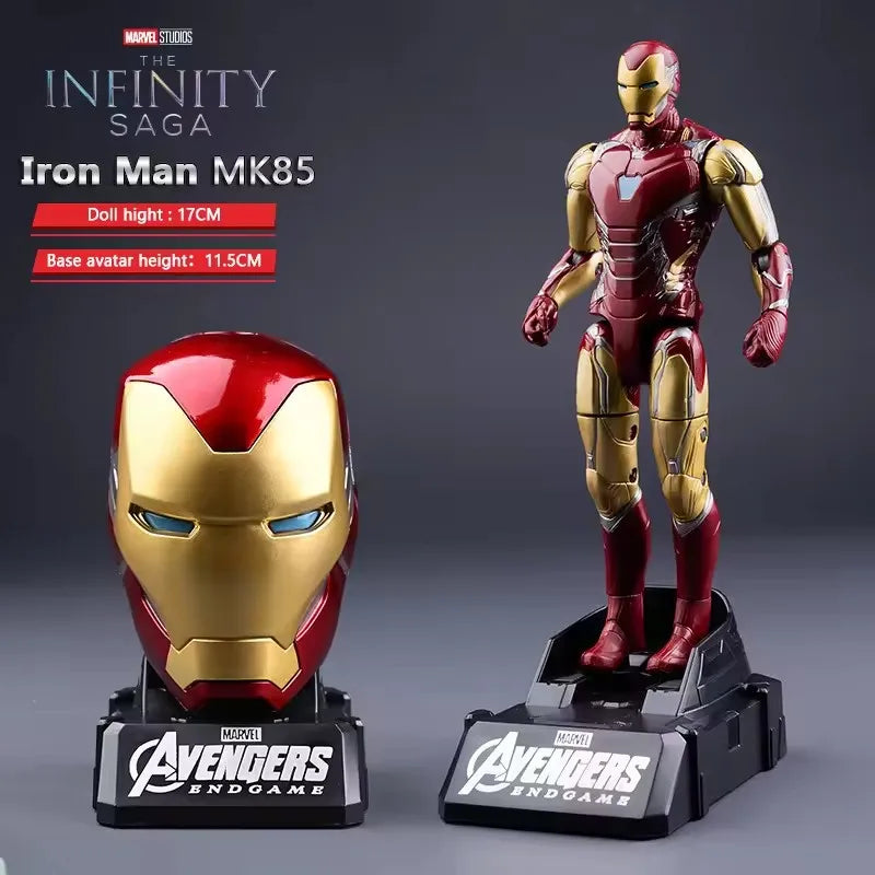 Marvel Action Figure Deformable Toy Iron Man MK85 Captain America Joints Mobility Head Shaped Statue Model Doll Toys Kids Gifts