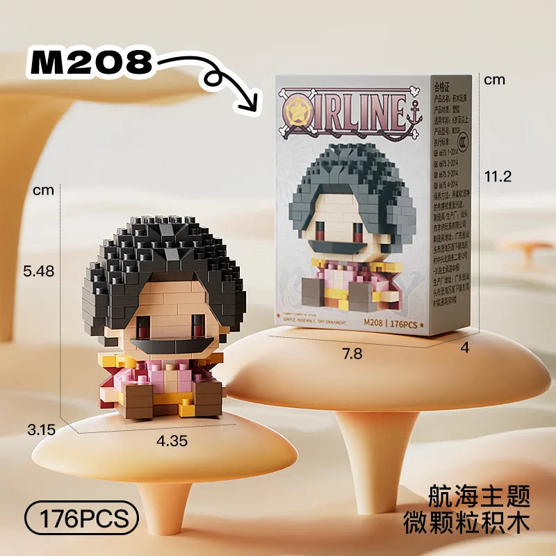 ONE PIECE Sun God Nika Luffy Micro Building Block Chopper Ace Buggy 3D Anime Model Assembly Mini Bricks Figure Toys For Gift