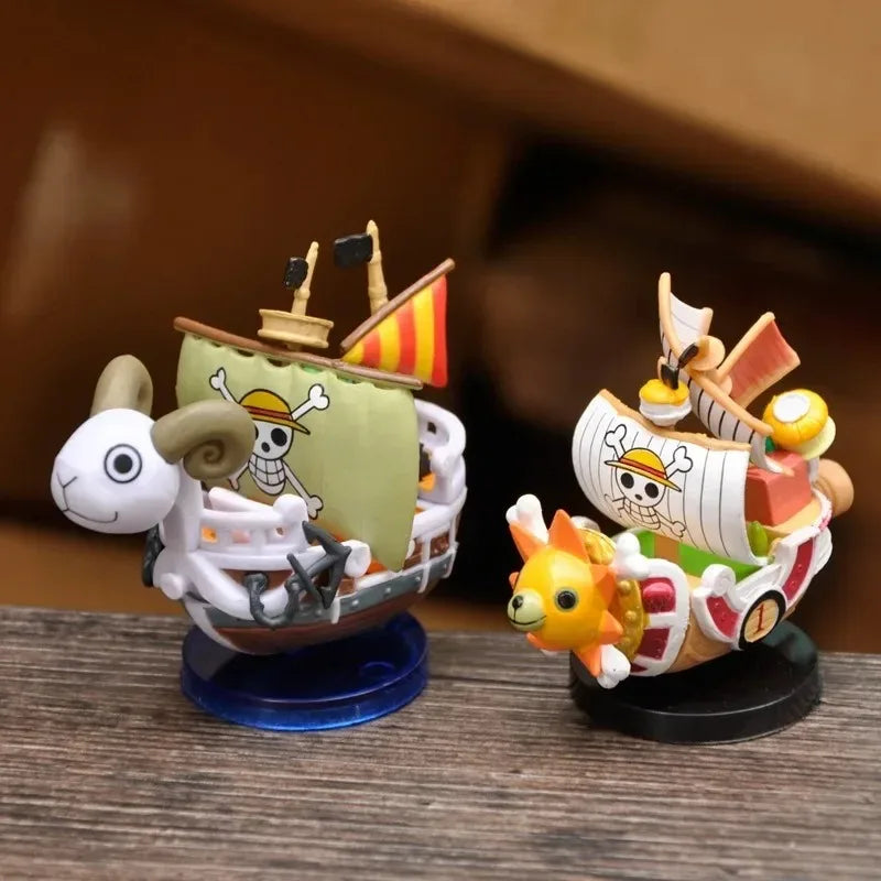 One Piece 7cm Anime Ship Figure Luffy Model Toy Super Cute Mini Boat THOUSANDSUNNY Going Merry Assembled Model Action Figure