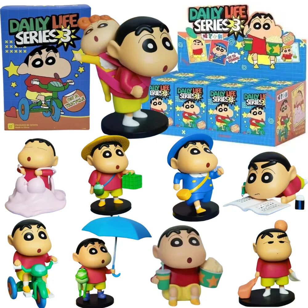 1/8PCS Crayon Shin-chan Anime Blind Box Daily Series3 Anime Doll Action Figure Model Collection Toys Handmade Ornament XMAS Gift