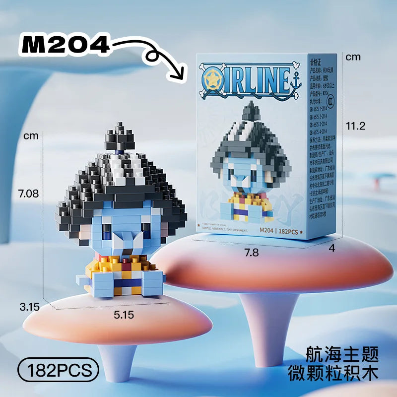 ONE PIECE Sun God Nika Luffy Micro Building Block Chopper Ace Buggy 3D Anime Model Assembly Mini Bricks Figure Toys For Gift
