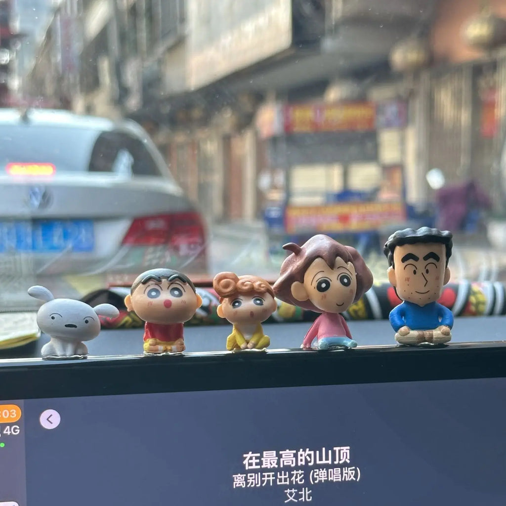 5pcs/Set Anime Crayon Shin-chan Mini Figurine Toy Desktop Car Decoration Collectible Model Doll Fans Children Birthday Gifts