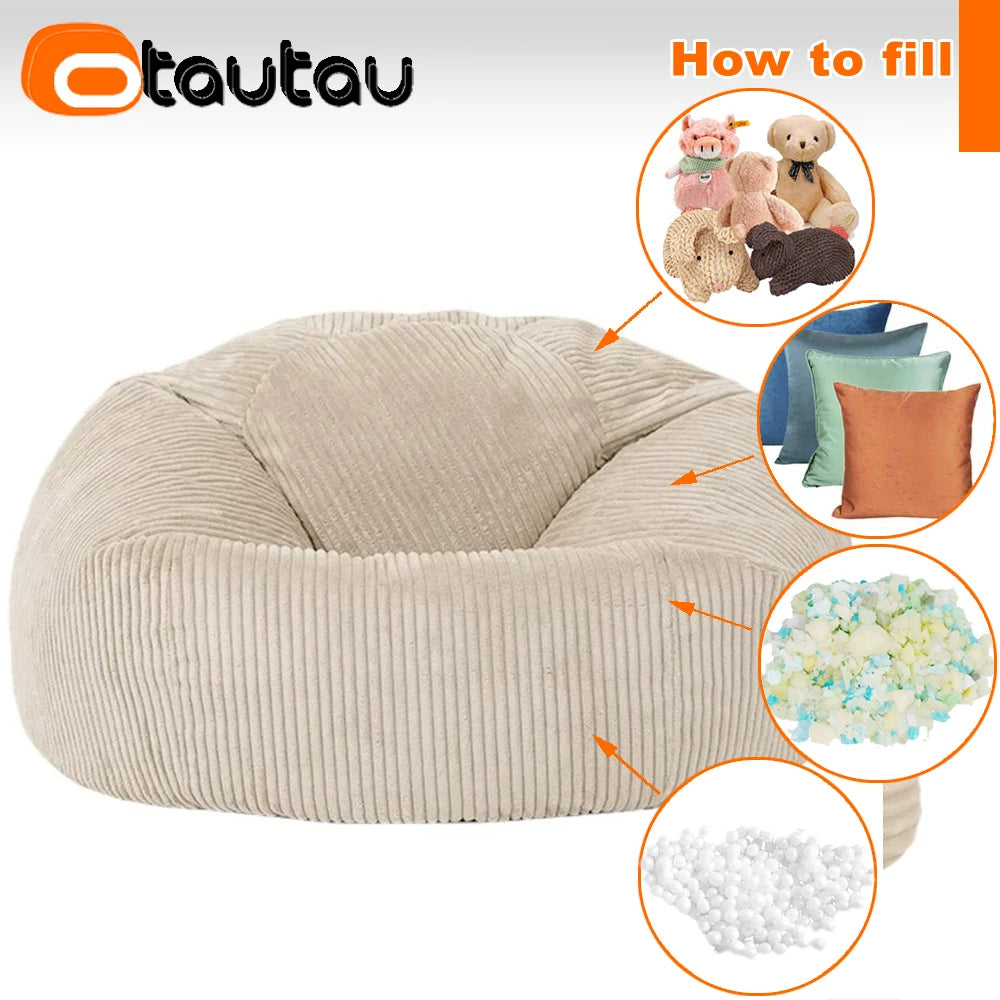 OTAUTAU Corduroy Bean Bag Cover DD025【No Filler Inside! You Need To Buy Filler By Yourself !】