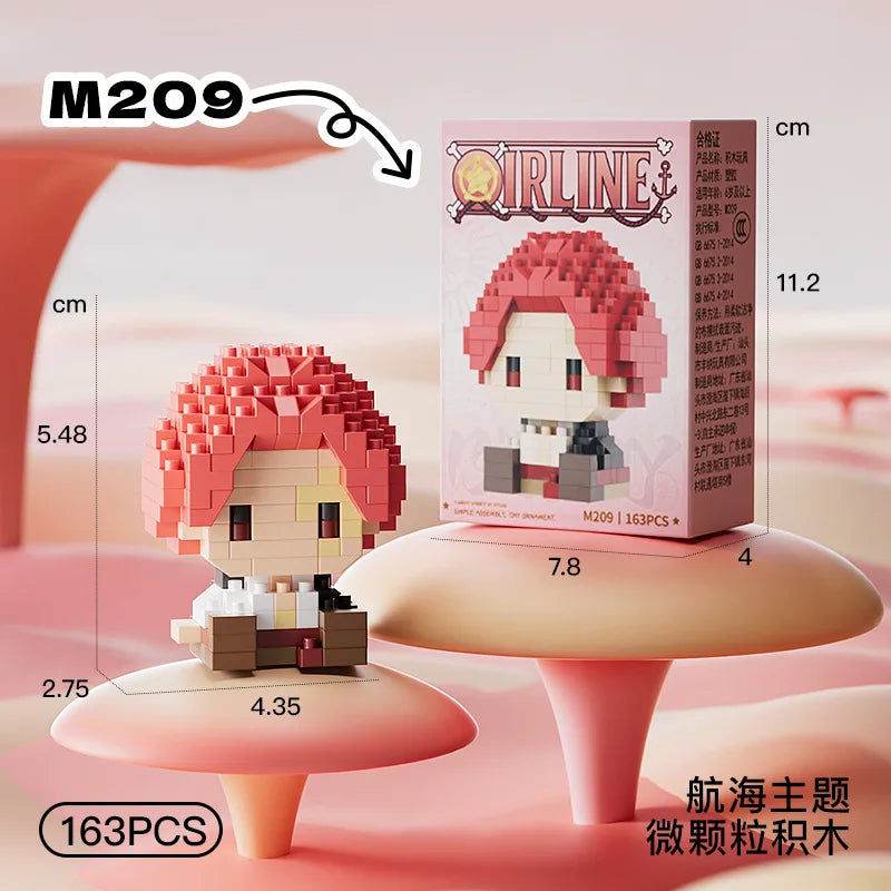 ONE PIECE Sun God Nika Luffy Micro Building Block Chopper Ace Buggy 3D Anime Model Assembly Mini Bricks Figure Toys For Gift