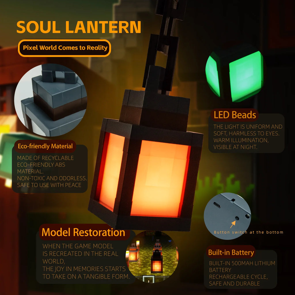 2026 MC Game Luminous Lantern Nightlight Surrounding Pixel Style Tabletop Ornament DIY Interior Atmosphere Light Creativity Toy