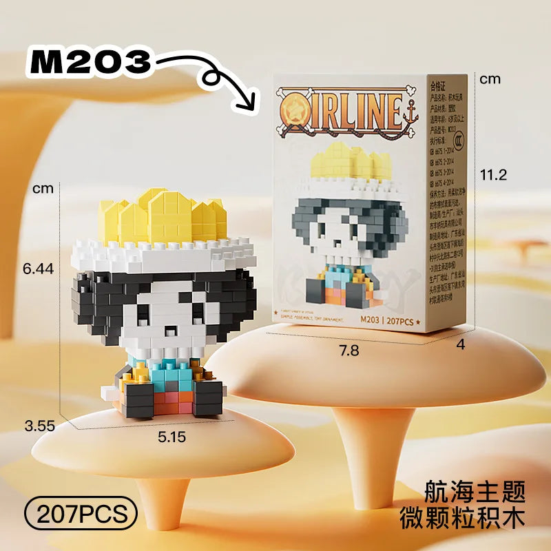 ONE PIECE Sun God Nika Luffy Micro Building Block Chopper Ace Buggy 3D Anime Model Assembly Mini Bricks Figure Toys For Gift