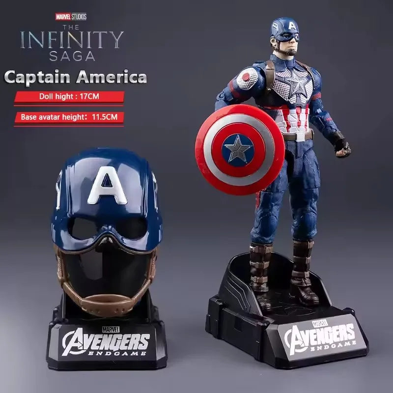 Marvel Action Figure Deformable Toy Iron Man MK85 Captain America Joints Mobility Head Shaped Statue Model Doll Toys Kids Gifts
