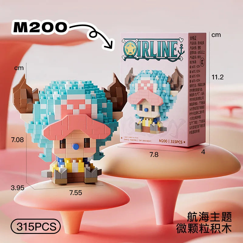 ONE PIECE Sun God Nika Luffy Micro Building Block Chopper Ace Buggy 3D Anime Model Assembly Mini Bricks Figure Toys For Gift