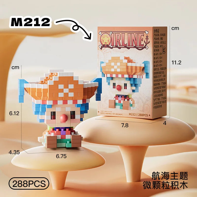 ONE PIECE Sun God Nika Luffy Micro Building Block Chopper Ace Buggy 3D Anime Model Assembly Mini Bricks Figure Toys For Gift
