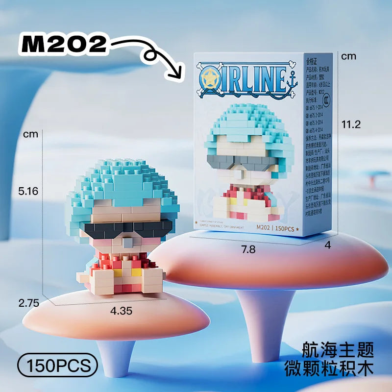 ONE PIECE Sun God Nika Luffy Micro Building Block Chopper Ace Buggy 3D Anime Model Assembly Mini Bricks Figure Toys For Gift
