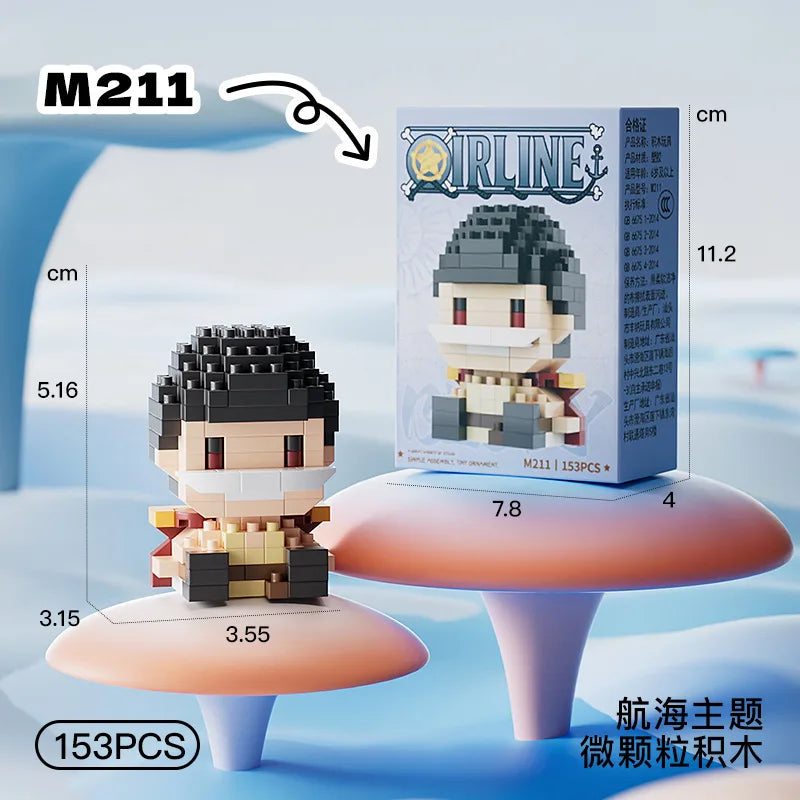 ONE PIECE Sun God Nika Luffy Micro Building Block Chopper Ace Buggy 3D Anime Model Assembly Mini Bricks Figure Toys For Gift