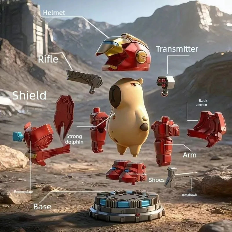 Original Magnetic Mechanical Capybara Robot Cartoon Action Figure Toys Articulated Action Figure Detachable Weapons Gift