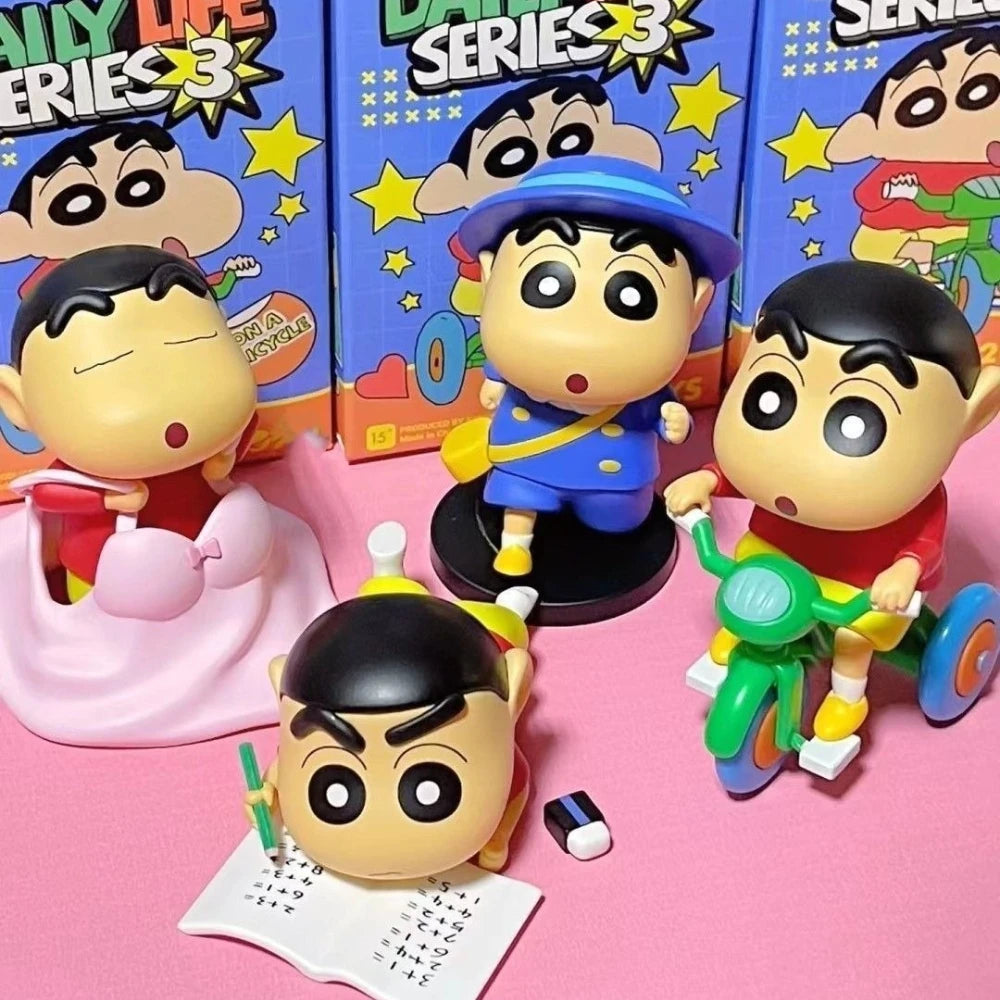 1/8PCS Crayon Shin-chan Anime Blind Box Daily Series3 Anime Doll Action Figure Model Collection Toys Handmade Ornament XMAS Gift