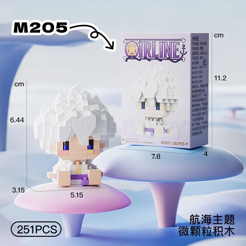ONE PIECE Sun God Nika Luffy Micro Building Block Chopper Ace Buggy 3D Anime Model Assembly Mini Bricks Figure Toys For Gift