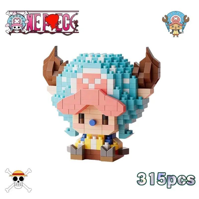 ONE PIECE Sun God Nika Luffy Micro Building Block Chopper Ace Buggy 3D Anime Model Assembly Mini Bricks Figure Toys For Gift