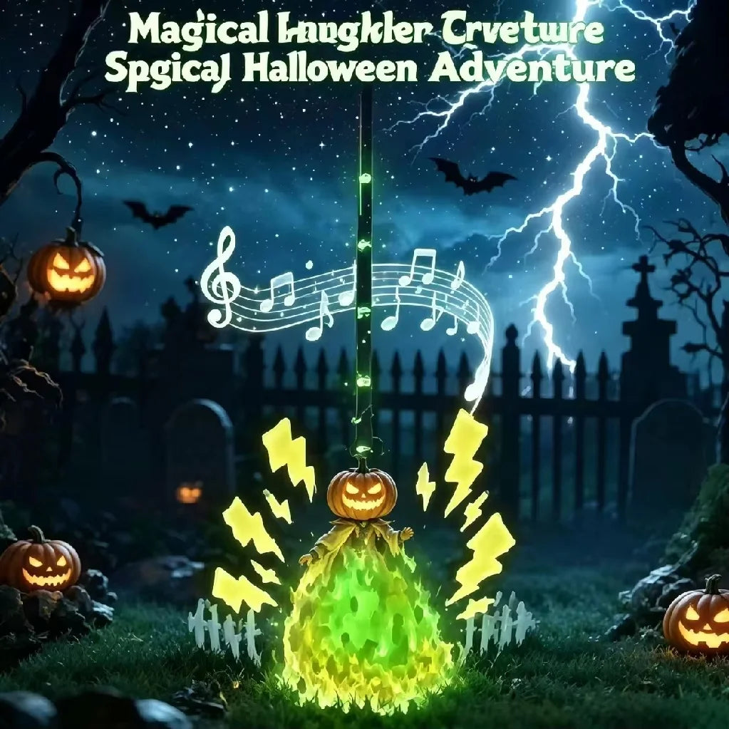 HOT Glowing Witch Broom with Sound Effects Auto Bouncing for Haunted House Escape Room Party Indoor Halloween Decoration Gifts