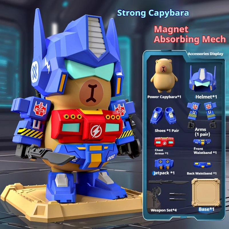 Original Magnetic Mechanical Capybara Robot Cartoon Action Figure Toys Articulated Action Figure Detachable Weapons Gift