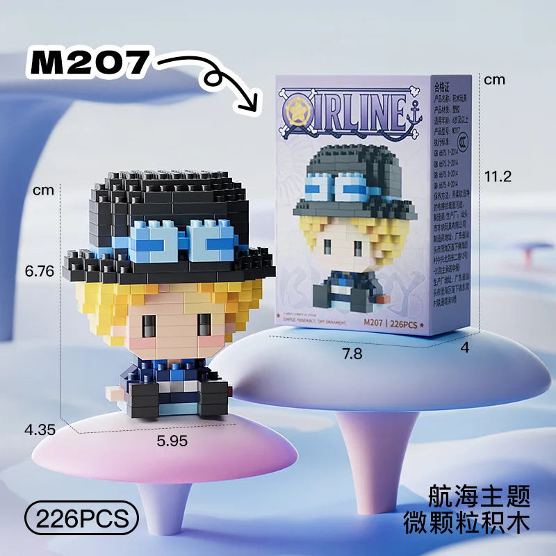 ONE PIECE Sun God Nika Luffy Micro Building Block Chopper Ace Buggy 3D Anime Model Assembly Mini Bricks Figure Toys For Gift
