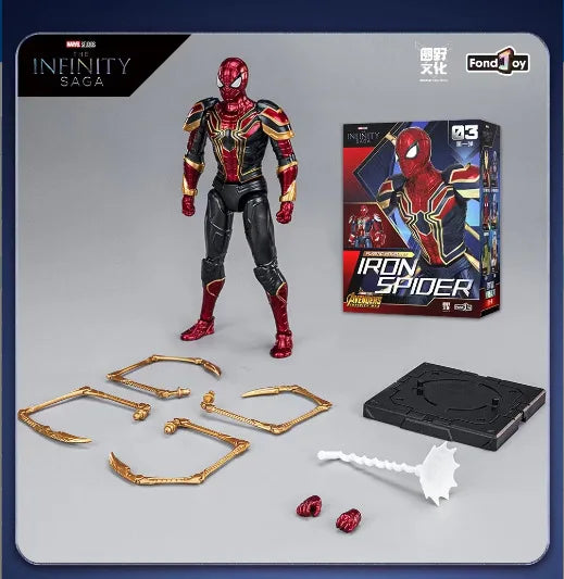 The Avengers Original Fondjoy Iron Man MK50 Iron Spider Thor Thanos Hulk Action Figure Model Movable Figurine Collection Kid Toy