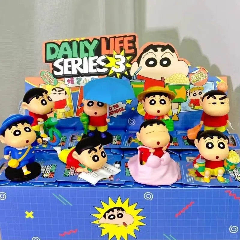 1/8PCS Crayon Shin-chan Anime Blind Box Daily Series3 Anime Doll Action Figure Model Collection Toys Handmade Ornament XMAS Gift