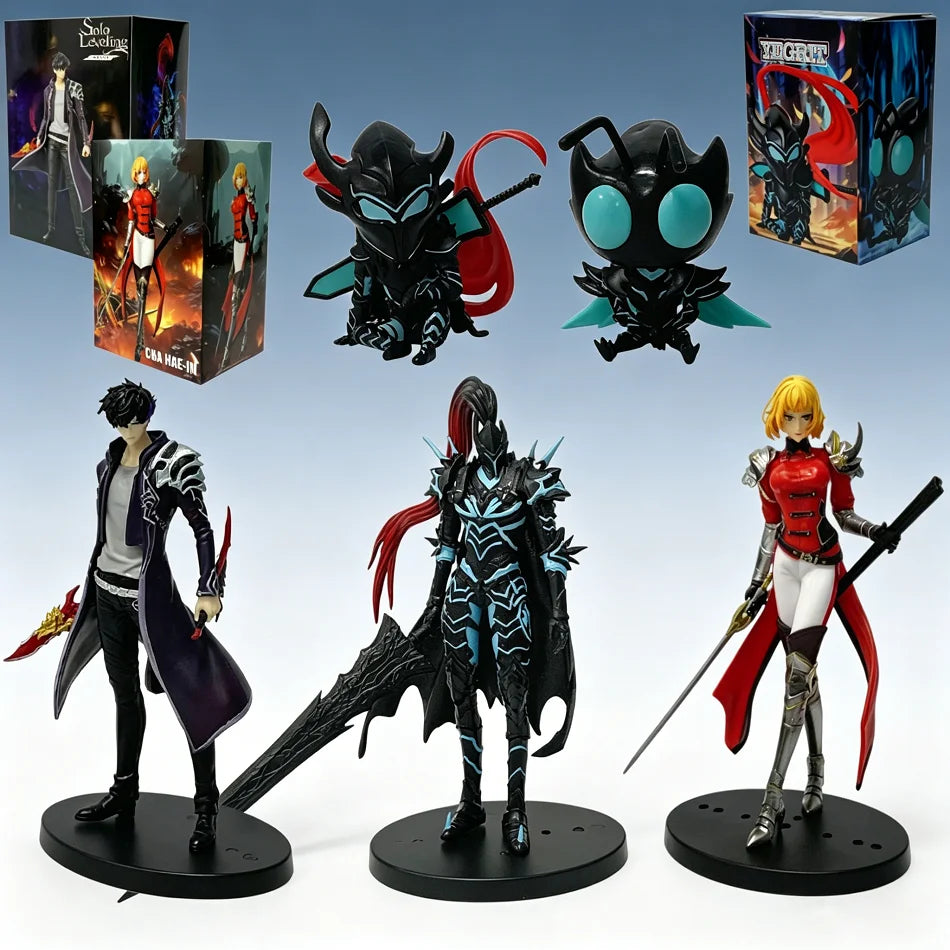 21cm Solo Level Up Shadow Monarch Anime Figure Cha Hae-In Action Figure Q Version Igris/Beru Figurine PVC Collection Toys Gift