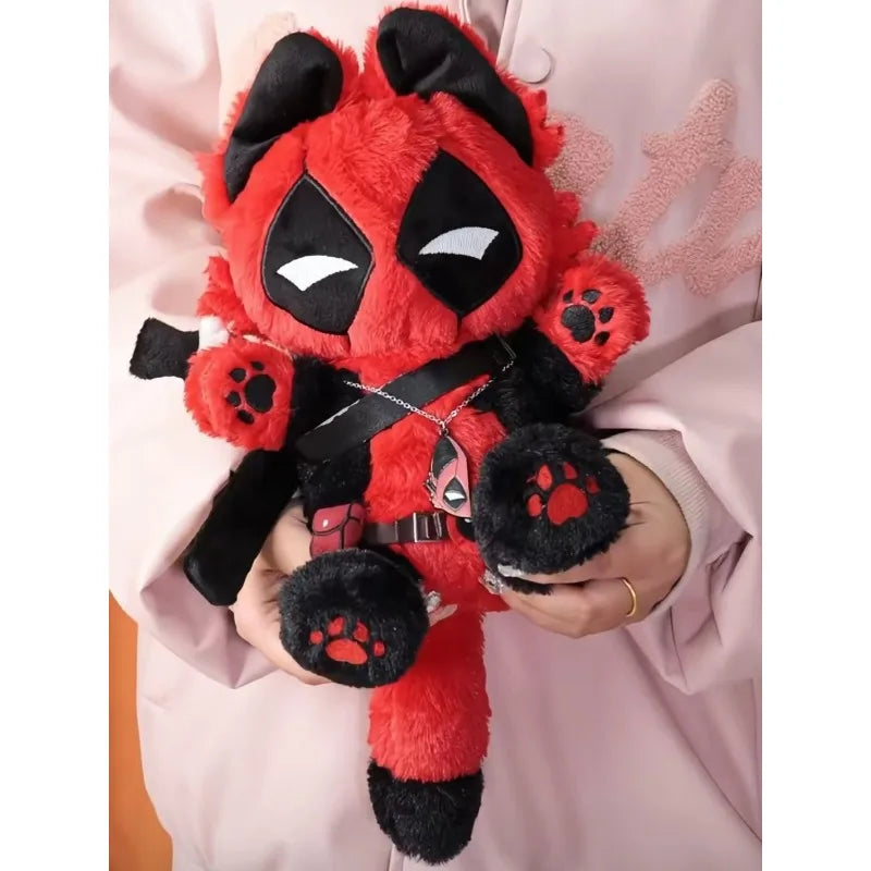 Deadpools Cat Toy 30cm Deadpooled Cotton Doll Peripheral Stuffed Pillow Anime Collection Model Doll Toy For Kid Birthday Gift