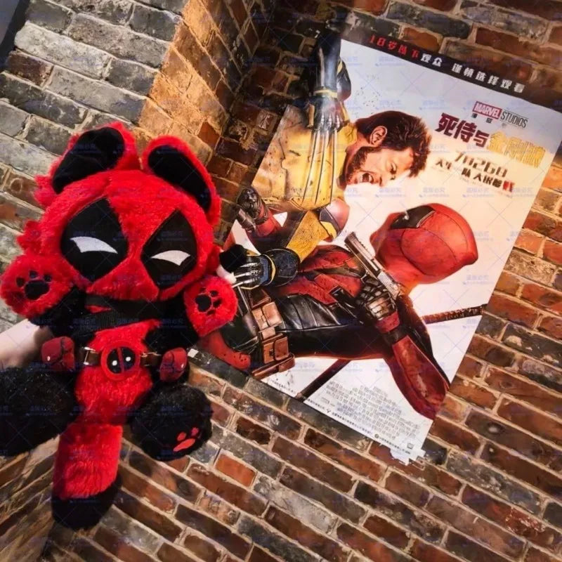 Deadpools Cat Toy 30cm Deadpooled Cotton Doll Peripheral Stuffed Pillow Anime Collection Model Doll Toy For Kid Birthday Gift