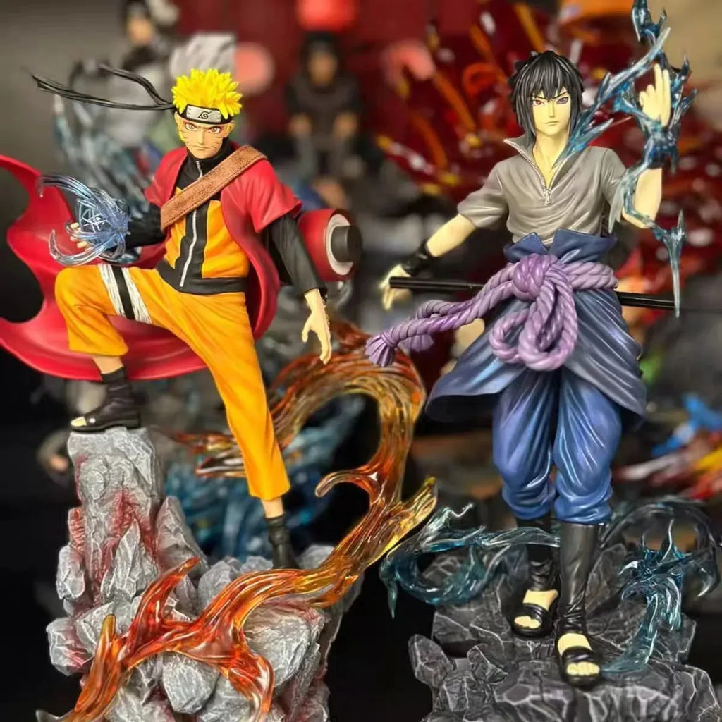 **23cm Naruto Anime Figure Uzumaki Naruto Uchiha Sasuke Action Model Pvc Statue Desktop Ornament Collection Toys Gift