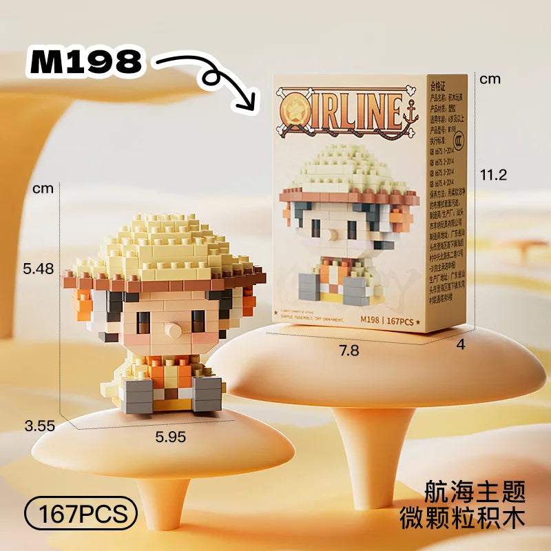 ONE PIECE Sun God Nika Luffy Micro Building Block Chopper Ace Buggy 3D Anime Model Assembly Mini Bricks Figure Toys For Gift