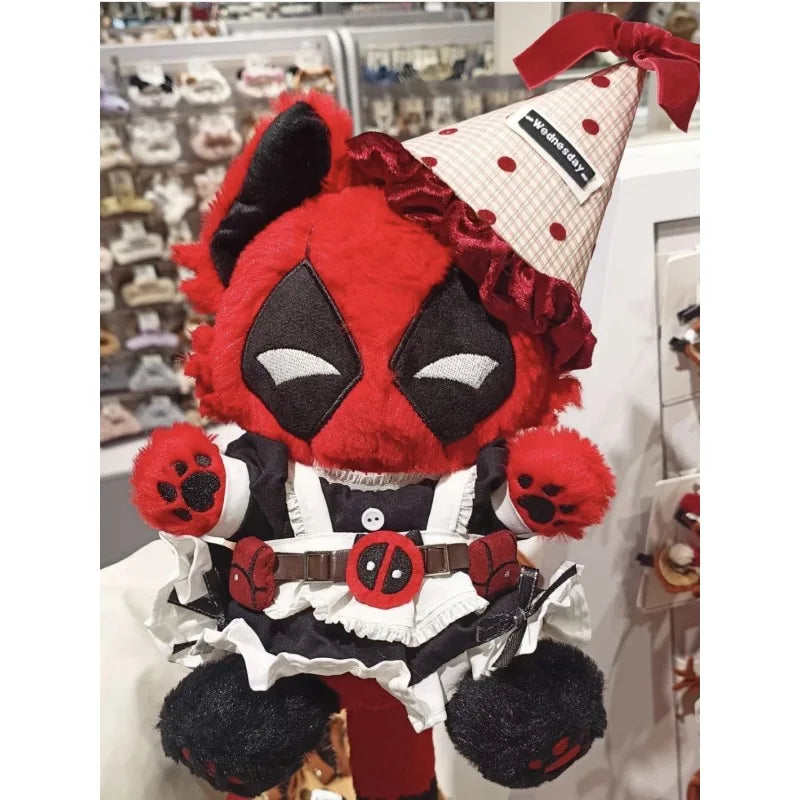 Deadpools Cat Toy 30cm Deadpooled Cotton Doll Peripheral Stuffed Pillow Anime Collection Model Doll Toy For Kid Birthday Gift