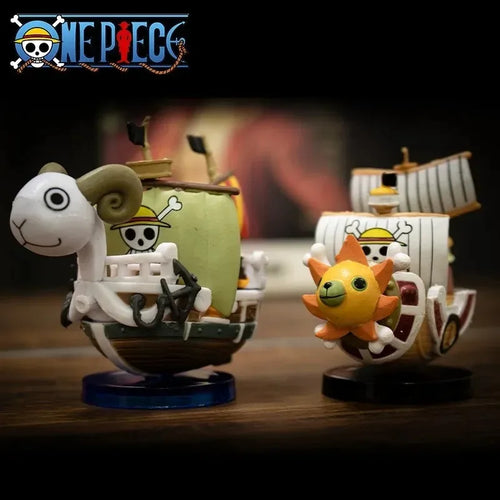 One Piece 7cm Anime Ship Figure Luffy Model Toy Super Cute Mini Boat THOUSANDSUNNY Going Merry Assembled Model Action Figure