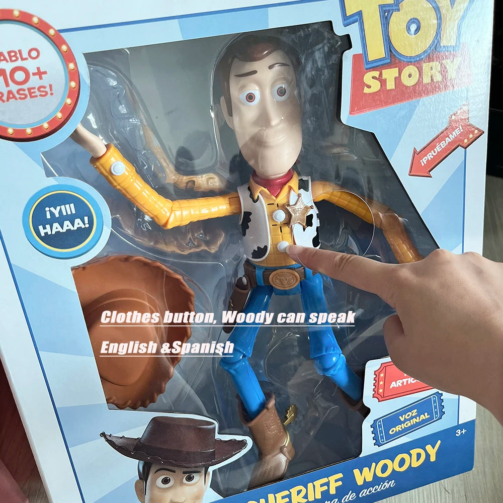 NEW Pixar Toy Story Woody Toy Story 4 Talking Woody Jessie PVC English Movie Sound Woody Roundup TV Show Toy Birthday Gifts