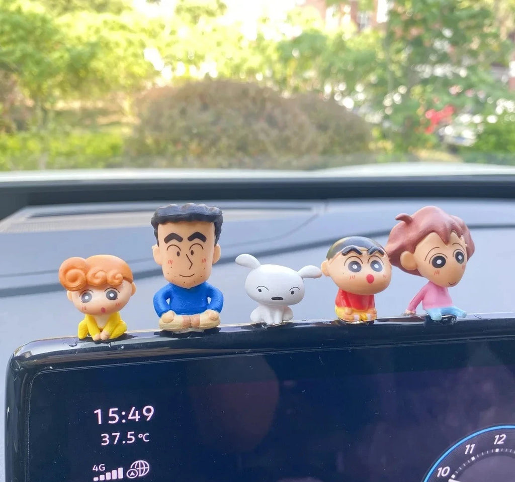 5pcs/Set Anime Crayon Shin-chan Mini Figurine Toy Desktop Car Decoration Collectible Model Doll Fans Children Birthday Gifts