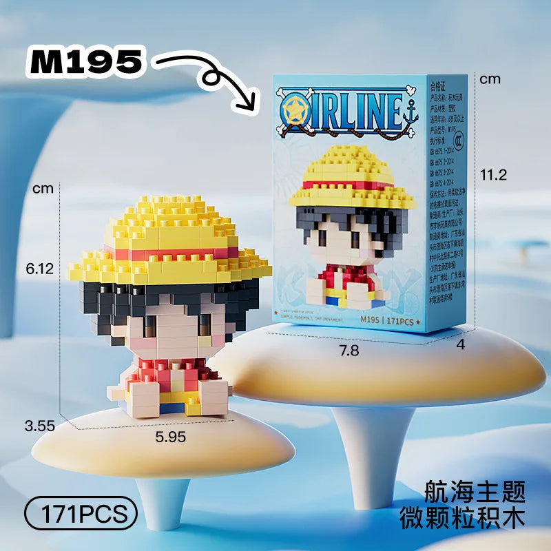 ONE PIECE Sun God Nika Luffy Micro Building Block Chopper Ace Buggy 3D Anime Model Assembly Mini Bricks Figure Toys For Gift