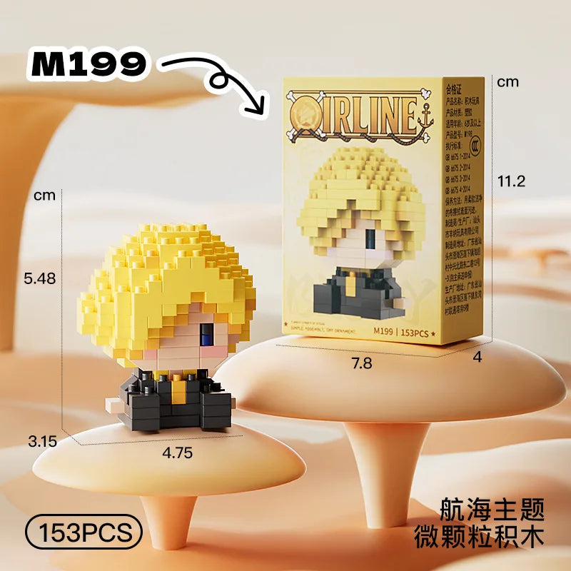 ONE PIECE Sun God Nika Luffy Micro Building Block Chopper Ace Buggy 3D Anime Model Assembly Mini Bricks Figure Toys For Gift