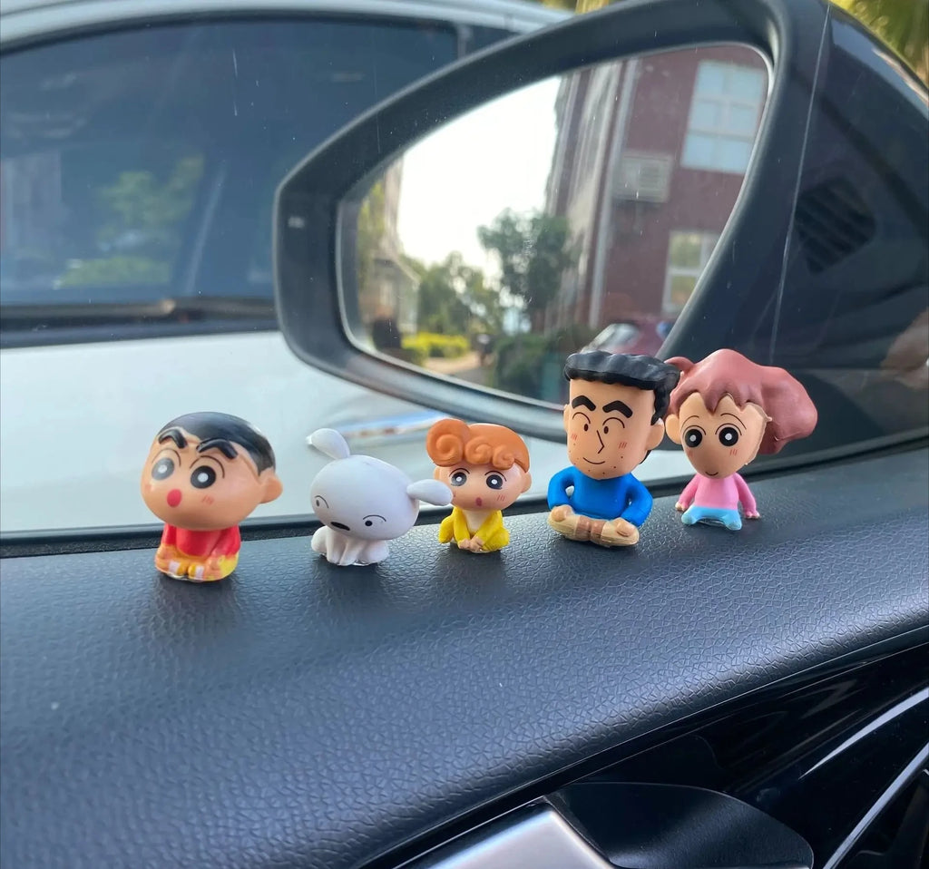 5pcs/Set Anime Crayon Shin-chan Mini Figurine Toy Desktop Car Decoration Collectible Model Doll Fans Children Birthday Gifts