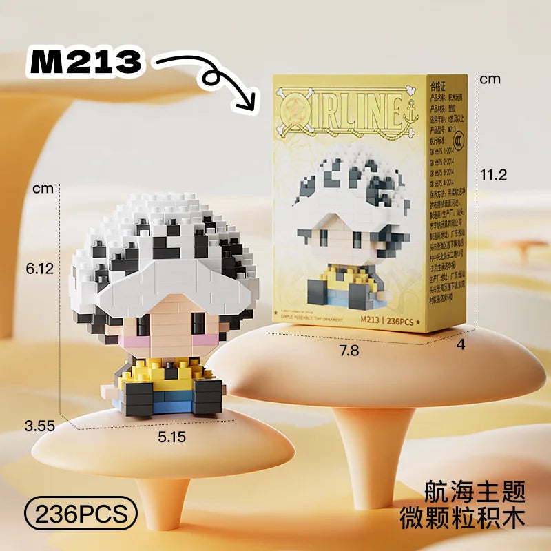 ONE PIECE Sun God Nika Luffy Micro Building Block Chopper Ace Buggy 3D Anime Model Assembly Mini Bricks Figure Toys For Gift