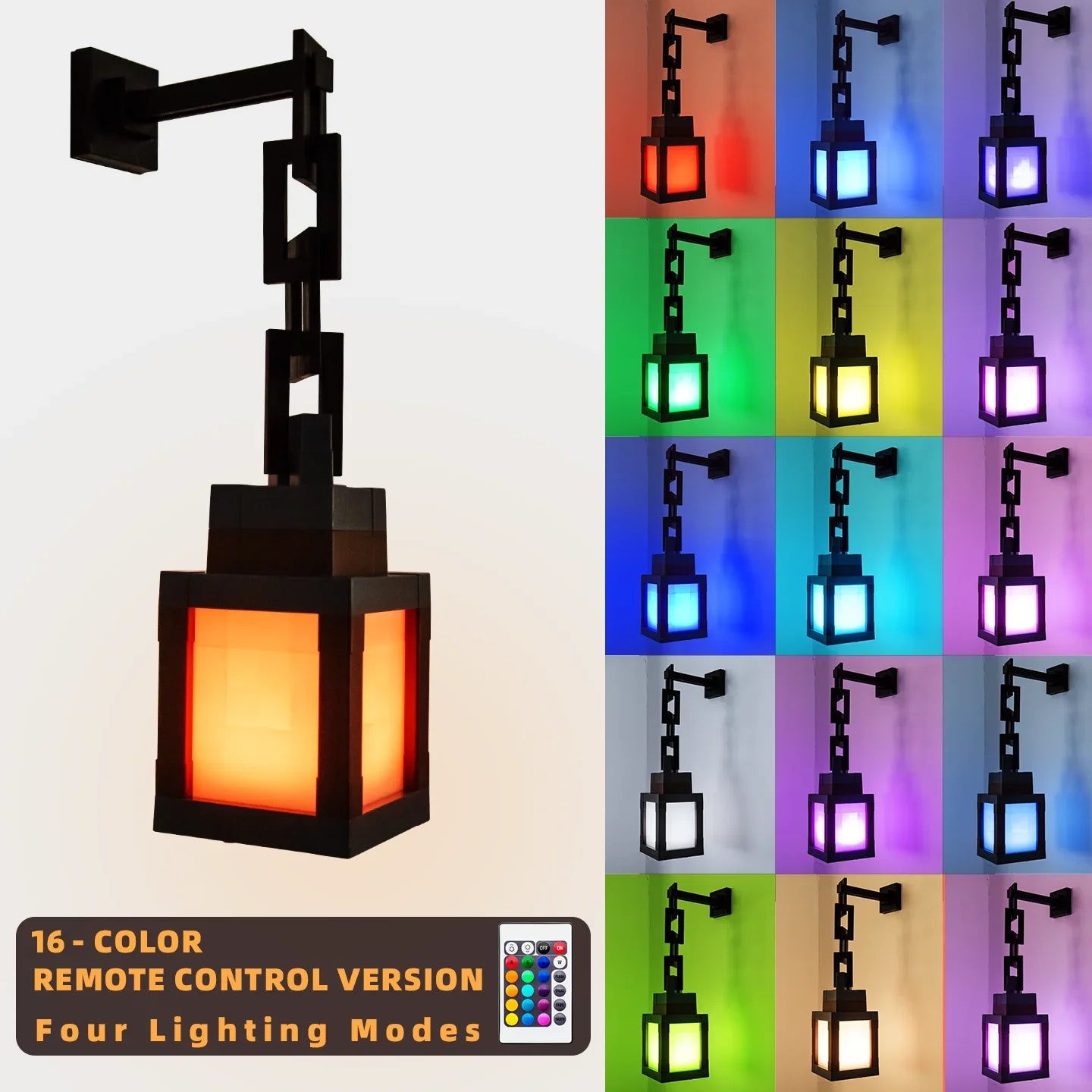 2026 MC Game Luminous Lantern Nightlight Surrounding Pixel Style Tabletop Ornament DIY Interior Atmosphere Light Creativity Toy