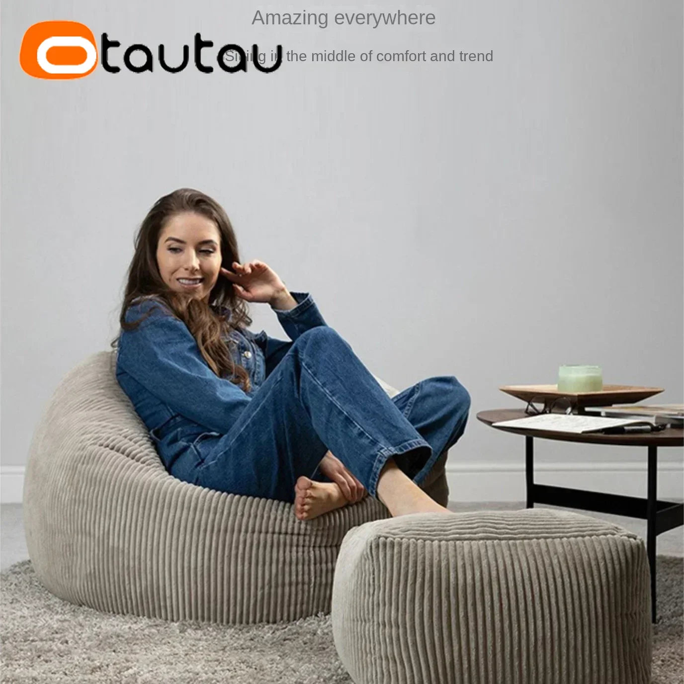 OTAUTAU Corduroy Bean Bag Cover DD025【No Filler Inside! You Need To Buy Filler By Yourself !】