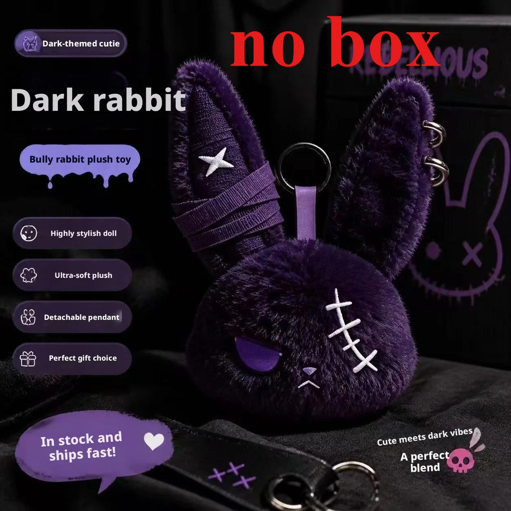 Hot Gothic Bunny Plush Keychain RabbitBag Charm with Bandage Desian Kawaii Key Ring Pendant Car Bag Ornament  Gift To