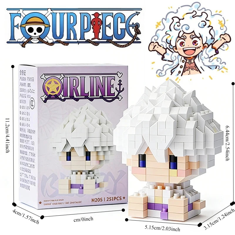 ONE PIECE Sun God Nika Luffy Micro Building Block Chopper Ace Buggy 3D Anime Model Assembly Mini Bricks Figure Toys For Gift