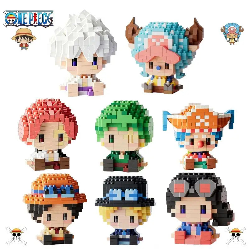 ONE PIECE Sun God Nika Luffy Micro Building Block Chopper Ace Buggy 3D Anime Model Assembly Mini Bricks Figure Toys For Gift