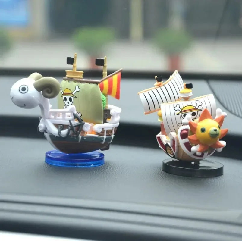 One Piece 7cm Anime Ship Figure Luffy Model Toy Super Cute Mini Boat THOUSANDSUNNY Going Merry Assembled Model Action Figure
