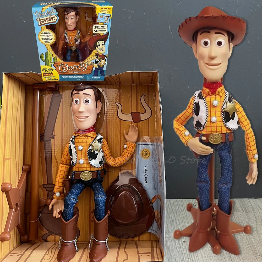 NEW Pixar Toy Story Woody Toy Story 4 Talking Woody Jessie PVC English Movie Sound Woody Roundup TV Show Toy Birthday Gifts